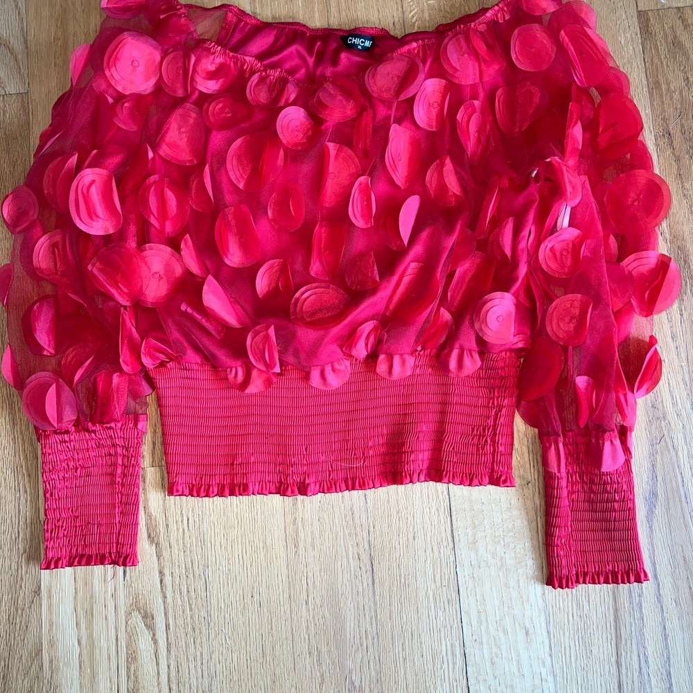 Elegant Red Textured Blouse